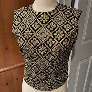 WOW VTG NEW NWT Textured Retro MCM Fancy Malbe Top Heavy Lame Gold Metal…